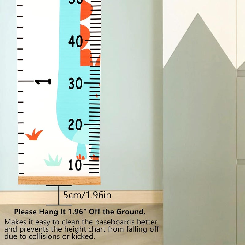 DOOLMIN Baby Height Growth Chart, Canvas Height Measuring Chart for Kids Child Toddler Boys Girls, 79" x 7.9" Hangable and Removable Waterproof Wood Ruler for Wall Room Nursery Décor (Dinosaur) - Image 3